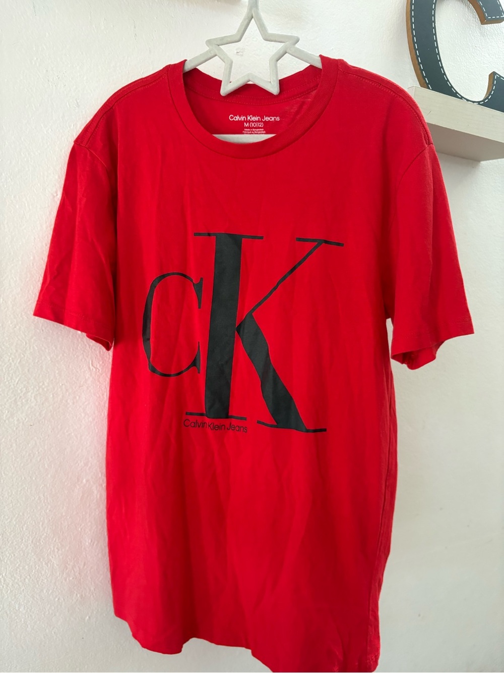 Calvin Klein Jeans Boys Red CK Logo Graphic T-Shirt Size M 10/12